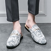 abordables Semiformal-Mules de moda para hombre sin cordones con diseño gráfico, correa ajustable y plantilla cómoda para uso casual y diario.