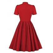 levne Šaty-Elegantní 50. léta Retro Ke kolenům Šaty A-Line šaty Čajové šaty Pevná barva A-Linie Dámské Vánoce Karneval Nový rok Maturita Denní nošení loučení se svobodou nevěsty Dospělé Šaty pro návrat domů Léto