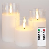economico Luci di candela-3 pezzi di luci di candela a LED senza fiamma con telecomando - a batteria, bianco caldo, natale, matrimonio &amp;decorazioni per feste