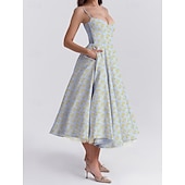 cheap Dresses-Retro Vintage 1950s Midi Dress Flare Dress Spaghetti Strap Corset Floral A-Line Women&#039;s Masquerade Wedding Vacation Tea Party Adults&#039; Dress