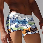 Χαμηλού Κόστους Ocean Print-Ανδρικά Χελώνες Θαλάσσια πλάσματα Μαγιό Σορτς παραλίας Σορτσάκια Κολύμβησης Μεσαία Μέση 3D Στάμπα Χαβανέζα Σέρφινγκ Αργίες Παραλία Κορδόνι με Mesh επένδυση Ελαστική μέση Σχεδιαστής Ρούχα