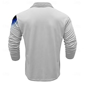 preiswerte Geometrisches Poloshirt für Herren-Herren Linie Waffel-Poloshirts Langarm Polo-Shirts Hemden mit Kragen Business-Casual Outdoor Party-Abendmode Streetwear Knöpfe Frühling Herbst Winter Blau