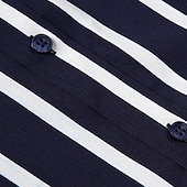 preiswerte Button-Down-Hemden für Herren-Herren Hemd Oberhemd Knopfhemd Streifen Hochzeit Party Hellblau Marineblau + Weiß Schwarz Weiß Langarm Kargen Frühling Herbst Bekleidung Knopf