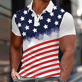  4 de julio de 2026, 250 aniversario Hombre Bandera estadounidense de los Estados Unidos Polo Manga Corta Camisas de polo Camisas con cuello Casual Exterior Ropa Cotidiana Impresión 3D Verano