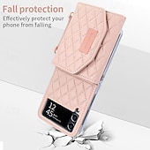 Χαμηλού Κόστους Samsung Θήκη-τηλέφωνο tok Για Samsung Galaxy Z Flip 6 Z Flip 5 Z Flip 4 Z Flip 3 Πίσω Κάλυμμα με τον Lanyard Υποδοχή κάρτας Ανθεκτική σε πτώσεις Ρετρό PU δέρμα