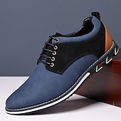 economico Semi-formale-scarpe casual oxford da uomo, sneakers eleganti con lacci blu e nere con dettagli in pelle scamosciata, calzature eleganti per lavoro, matrimoni e uso quotidiano