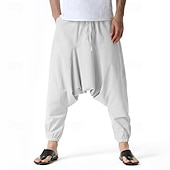 abordables Retro-Hombre Persona que practica jogging Pantalones de algodón Pantalones Pantalones de playa Pantalones Harem Bolsillo Correa Cintura elástica Plano Comodidad Transpirable Vacaciones Diario Festivos