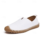 cheap Men&#039;s Slip-ons &amp; Loafers-Men&#039;s Casual Slip-On Sneakers – White Faux Leather with Contrast Stitched Design, Comfortable Everyday Shoes for Leisure and Outdoor Activities