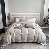 economico Set copripiumino-Set di Biancheria da Letto in Cotone Egiziano Bianco Solido Luxury Soft Brushed con Bordo Scolpito Completo Copripiumino Copripiumino per Regine e King Size con Federe