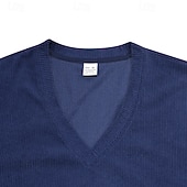 cheap Corduroy T shirts-Men's Corduroy Shirt Short Sleeve Shirt Tee Top Short Sleeve V Neck Spring &amp; Summer Summer Solid Color Pit Strip Sports Daily V Neck Warm Casual Outdoor Navy Blue Top Tee for Men