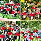 abordables Luces de cuerda solar-1 cadena de luces solares para exteriores con forma de hongo rojo, resistente al agua, para montar en el suelo, para patio, jardín, césped, camino, decoración de ambiente festivo para bodas