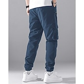 cheap Cargo Pants-Men's Cargo Pants Joggers Trousers Elastic Waist Multi Pocket Plain Wearable Daily Outdoor Casual Black Light Grey