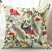 baratos estilo floral e plantas-Capa Decorativa de Almofadas de Insetos Florais 1PC Capa de Almofada Quadrada Macia para Sofá do Quarto Sala de Estar Primavera Verão