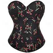 olcso Felsők-Retró Középkori Reneszánsz Fűző Prsluk Bustier 12 Csontok Virágos Hímzés Jelmez Női Fantasy királyi Mindszentek napja Farsang Parti Alkalmi / Napi LARP Felnőttek Fűző