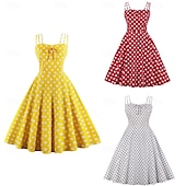 preiswerte Kleider-Retro Vintage 1950er Kleid Swing-Kleid Übergröße Tupfen Damen Karneval Maskerade Alltagskleidung Junggesellinnenabschiedsparty Erwachsene Kleid Abschlussballkleider