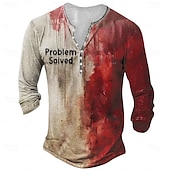 abordables Camisetas de Halloween-Halloween Hombre Salpicadura de sangre Manchas de sangre Camiseta Henley Shirt Manga Larga Camiseta Impresión 3D Henley Camisa Design Retro Antiguo Calle Casual Rojo Verano Primavera Otoño Ropa S M L