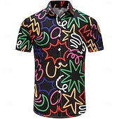 preiswerte Oberteile-Retro Vintage 1970er Hemd Aloha-Hemd Hippie Disco Psychedelisch Herren Urlaub Party Pride Parade Erwachsene Hemd
