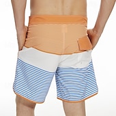 baratos shorts de natação masculinos-Homens Roupa de banho Bermuda de Surf Shorts de Natação Calção Justo de Natação Riscas Estampas Abstratas Secagem Rápida Respirável Com Cordão Cintura elástica Férias Praia Havaiana Casual Azul Lago