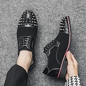economico Formale-scarpe derby da uomo - misto pelle sintetica e pelle scamosciata con dettagli rivettati, eleganti calzature casual da uomo, perfette per ufficio, feste e uso quotidiano
