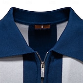 economico Polo Elite da Uomo-Per uomo Polo Maglione polo lavorato a maglia Formale Lavoro Collo ripiegato Manica Corta Confortevole Stile Vecchio Denaro A righe Strisce verticali Stripe-Trim Righe Primavera Nero Giallo Blu marino