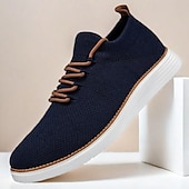 preiswerte Sneaker für Herren-marineblaue Strick-Sneaker für Herren mit Schnürung und gepolsterter Sohle für bequemes Tragen im Alltag