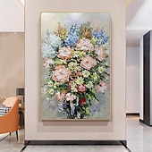 abordables Peintures fleurs/botaniques-Mintura fait à la main abstrait texture fleurs peintures à l&#039;huile sur toile art mural décoration moderne image pour la décoration intérieure roulé sans cadre peinture non étirée