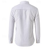 preiswerte Herrenhemd zum Knöpfen-Herren Hemd Sommerhemd Lässiges Hemd Knopfhemd Schwarz Weiß Rote Marineblau Blau Langarm Streifen Kargen Urlaub Hawaiianisch Button-Down Bekleidung Polyester Modisch Brautkleider schlicht Komfortabel