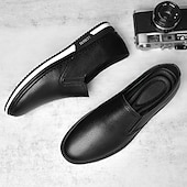 billiga Tillfällig-slip-on sneakers i konstläder för män, avslappnade vita skor med bekväm gummisula, snygga och mångsidiga skor för vardags- och fritidsaktiviteter