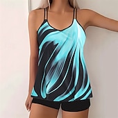 billiga One Pieces &amp; Tankinis-Dam Tankini Tvådelad baddräkt Brottarrygg Badkläder Badkläder Gul Blå Andningsfunktion Snabb tork Lättvikt Ärmlös - Simmning Surfing Strand Sommar Vår