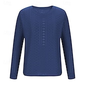 preiswerte Basic-T-Shirts-Herren T Shirt T-Shirt Langarmshirt Langarm V Ausschnitt Frühling Herbst Einfach Mode Designer Basic Jacquard Urlaub Straße Ausgehen Schwarz Weiß Blau Top T-Shirt für Herren