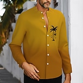 economico Piante tropicali-Per uomo Albero di cocco Piante tropicali Camicia Camicia hawaiana Camicia senza colletto Manica lunga Hawaiano Ricorrere Da mare Informale Per eventi Estate Primavera Colletto Mao Stampa 3D Camicie