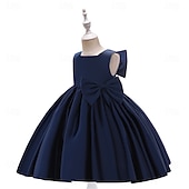 cheap Party Dresses-Kids Girls&#039; Party Dress Solid Color Sleeveless Special Occasion Princess Polyester Party Dress Summer Spring 3-10 Years Multicolor White Champagne