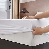 olcso Lepedők és párnahuzatok-Vízhatlan Mattress Protector Feszített Vízhatlan Lepedő Ágyvédő Király Teljes Király Védő Ágytakaró Mély Zsebével Extra Puha Otthon Hotel Mattress Protector Takaró