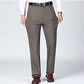 preiswerte Schlank-Herren Anzughosen Hose Hosen Chinesisch Chino Knopf Tasche Glatt Komfort Formal Party Arbeit Modisch Klassicher Stil Cachi scuro Hellkaki Mikro-elastisch