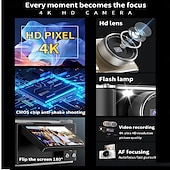 お買い得  カメラ＆撮影-レトロファッション 64 メガピクセル デジタルカメラ 4k HD CMOS レンズ HD 広角撮影カメラ オプションの角度レンズ