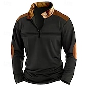 halpa Loma-Miesten Quarter Zip Polo Golfpaita Päivittäin Pyhäpäivä Neljänneksen postinumero Pitkähihainen Muoti Moderni Väripalikka Tilkkutäkki Kevät Syksy Normaali Musta Valkoinen Vaaleanpunainen Rubiini
