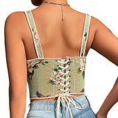 olcso Fűzők-Retró Középkori Reneszánsz Fűző Prsluk Bustier Ren Faire Virágos Jacquardszövet Édes Nyak Női Kelta Fantasy Mindszentek napja Farsang Parti Alkalmi / Napi LARP Felnőttek Fűző
