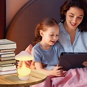 baratos Candeeiros de mesa-cogumelo luz noturna quarto lâmpada de mesa de cabeceira rgb atmosfera copo lâmpada usb recarregável lâmpada noturna para quarto dormitório sala de estar decoração para casa aniversário presente de