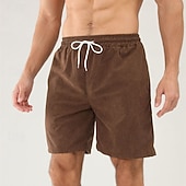 economico Pantaloncini casual-Per uomo Pantaloncini Pantaloncini estivi Pantaloncini casual Pantaloncini di velluto a coste Tasche A cordoncino Vita elastica Liscio Comfort Traspirante Breve Esterno Da mare Sport Informale Nero