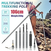 abordables Accesorios para acampar-1 juego de bastones de senderismo multifuncionales: bastón de trekking plegable con cuchillo oculto &amp;Brújula - Bastón de autodefensa para acampar &amp; senderismo