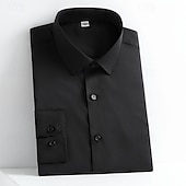 abordables chemises sans repassage pour hommes-Homme Chemise Chemise boutonnée Couleur unie Mariage Soirée Noir Blanche Jaune Vert Claire manche longue Revers Printemps Automne Vêtement Tenue Poche