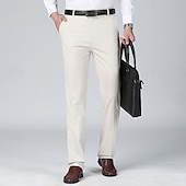 preiswerte Schlank-Herren Anzughosen Hose Hosen Chinesisch Chino Knopf Tasche Glatt Komfort Formal Party Arbeit Modisch Klassicher Stil Cachi scuro Hellkaki Mikro-elastisch