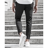 economico Chino-Per uomo Pantaloni Chino Pantaloni corti Pantaloni casual Bottoni Tasche Liscio Comfort Formale Feste Ufficio Di tendenza Classico Verde militare Nero Media elasticità