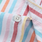 billiga Button Down-skjortor för män-Herr Skjorta Knapp upp skjorta Rand Bröllop Fest Ljusblå Vit Blå Himmelsblå Långärmad Kavajslag Vår Höst Kläder