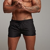 baratos calção de banho boxer masculino-Homens Calção Justo de Natação Shorts de Natação Bermuda de Surf Calças Com Cordão Com bolsos Natação Surfe Praia Esportes Aquáticos Cor Sólida Verão Primavera