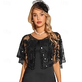 cheap Cape-Women's 1920s Shawl Wraps Sequin Beaded Bridal Cover Up Evening Cape Flapper Bolero