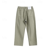 abordables Pantalons élite pour hommes-Homme Pantalon chino Boutons Avec Poches Jambe Droite Couleur Unie Longueur complète Extérieur Vacances Occasionnel Élégant Vacances Kaki clair Noir Micro-Élastique