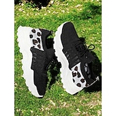 billiga Damsneakers-stickade sneakers för kvinnor med leopardtryck – löparskor i mesh som andas, lätta atletiska sneakers för promenader och fritidskläder