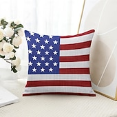 abordables 250º Aniversario-Funda de Almohada Decorativa Vintage de la Bandera Americana 1PC Funda de Cojín Suave Cuadrada para Sofá Cama Sala de Estar Silla 4 de Julio Día de la Independencia