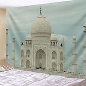 baratos tapeçaria de paisagem-Tapeçaria de Parede do Taj Mahal Paisagem Grande Tapeçaria Mural Decoração Fundo Fotográfico Cobertor Cortina Decoração para Casa Quarto Sala de Estar